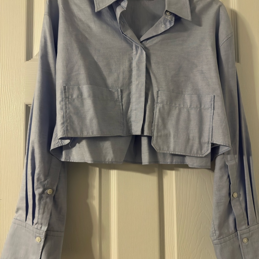 Zara Light Blue Button-Up Shirt